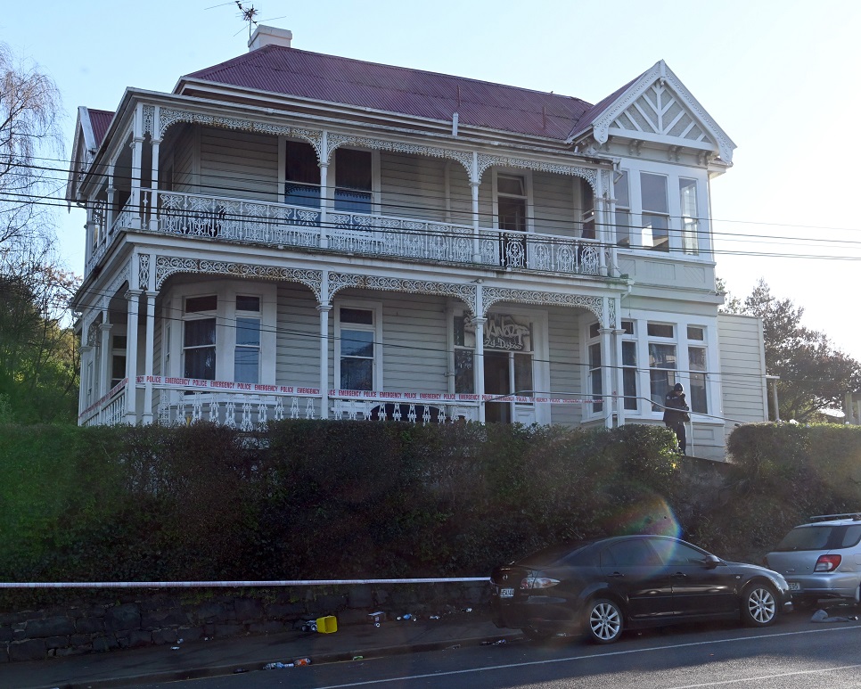 The property remained cordoned off on Sunday morning. Photo: Linda Robertson