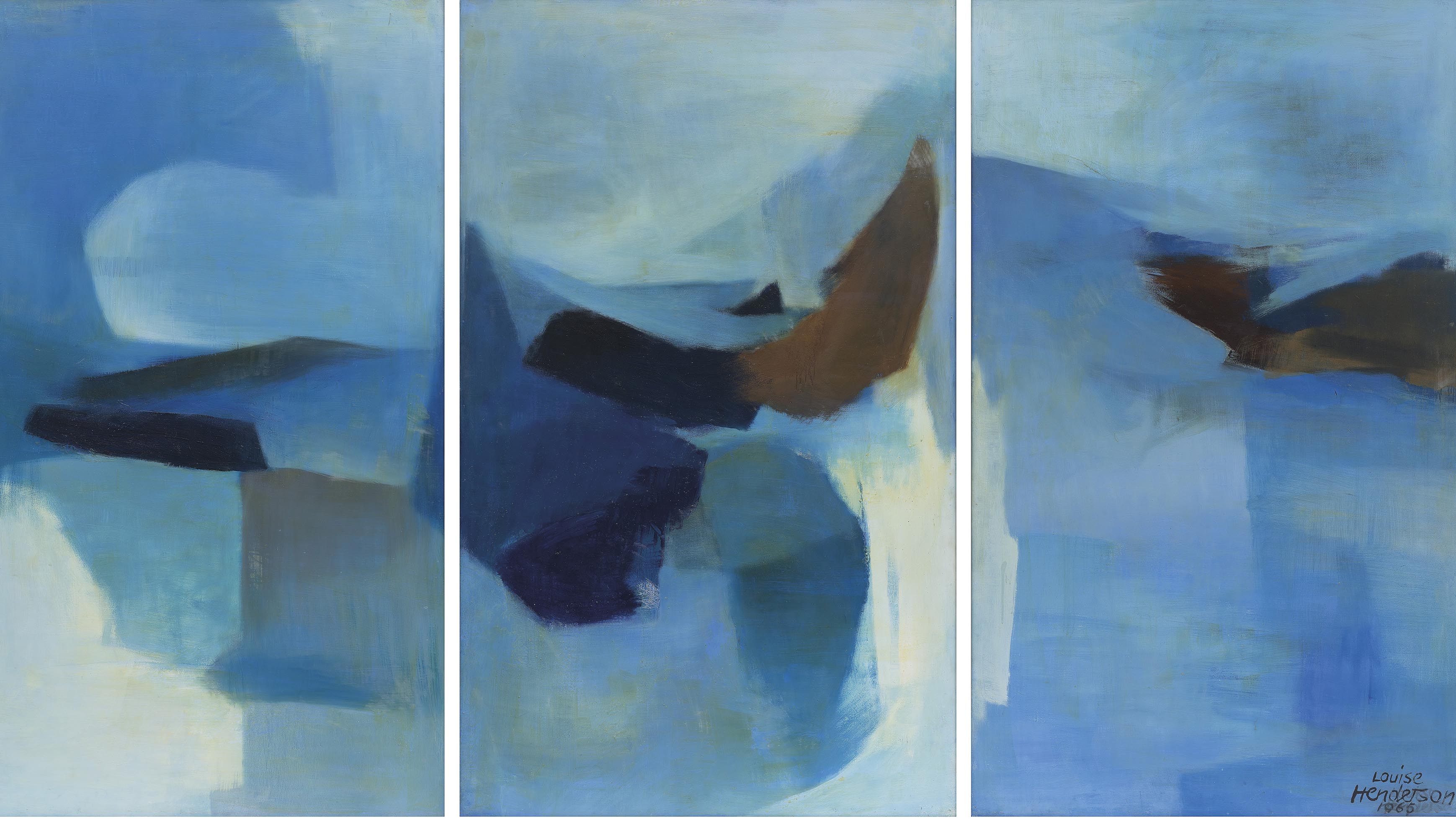 The Lakes (triptych), Louise Henderson, 1965.