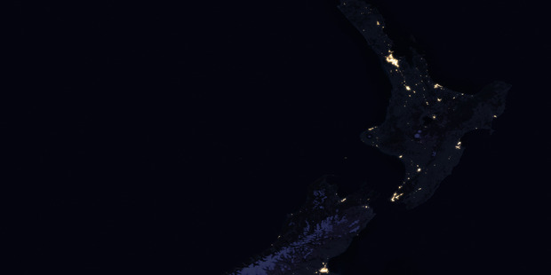 The latest image of New Zealand at night , taken from space by NASA's VIIRS satellite project.
