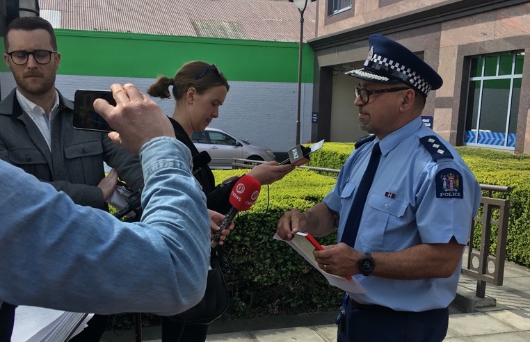 Inspector Marty Gray, Otago Coastal Area Commander, addresses media in regard to the incident, at...