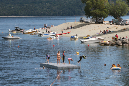 Blue Gum Point, a hub for recreational boaties and swimmers using the pontoon, during this very...