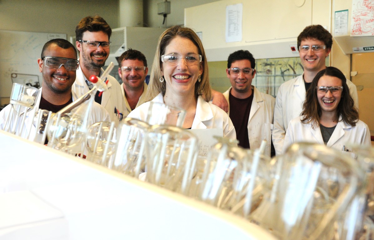 Otago University chemistry researcher Carla Meledandri (front) with Crowley research group...