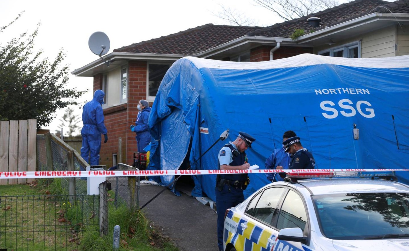 Police at the so-called "house of horrors" in Māngere. Photo: NZ Herald