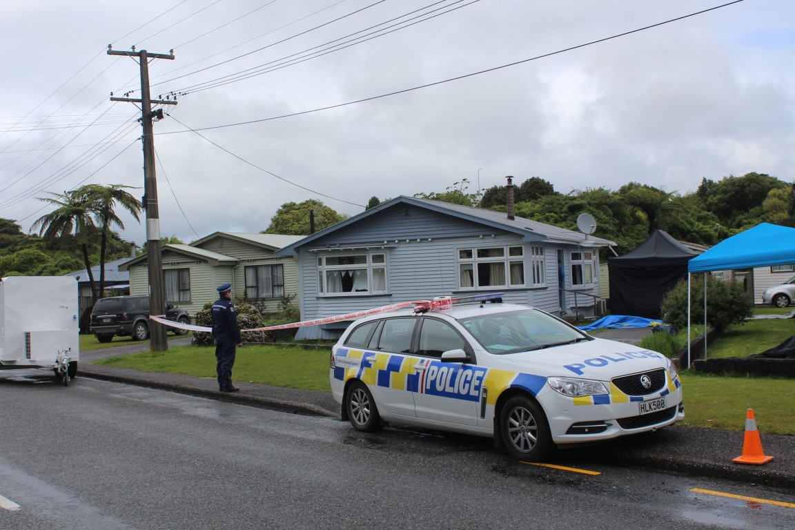 A scene guard outside the Marsden Road home where Hayley Williams was shot dead on Sunday...