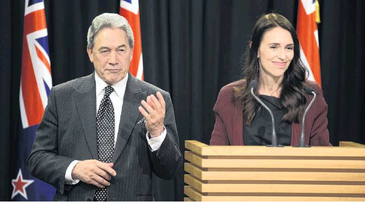 Prime Minister Jacinda Ardern and Deputy Prime Minister Winston Peters during their post-Cabinet...