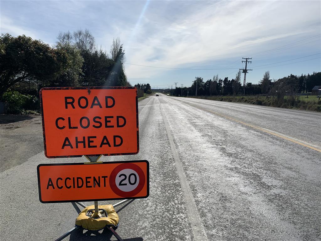 The road remained closed this morning. Photo: Abbey Palmer