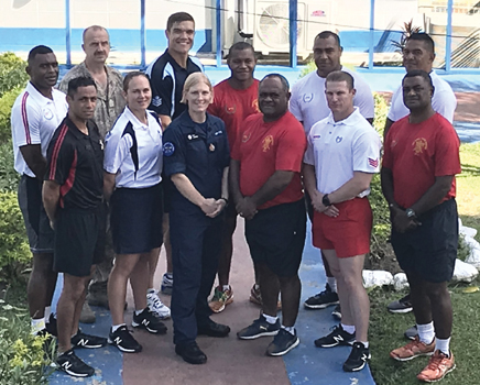 Acting Warrant Officer Samantha Marra (centre) with her ‘Team’ of staff to conduct the course in...