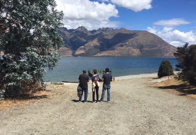 Tyler Nii’s parents and brother look out over Lake Wakatipu. Photo supplied