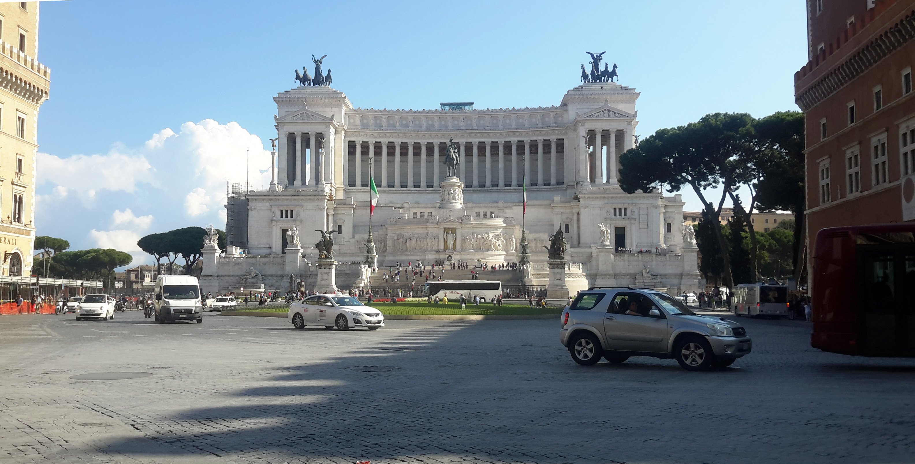 The Altare della Patria, which sits in central Rome, between the Piazza Venezia and the...