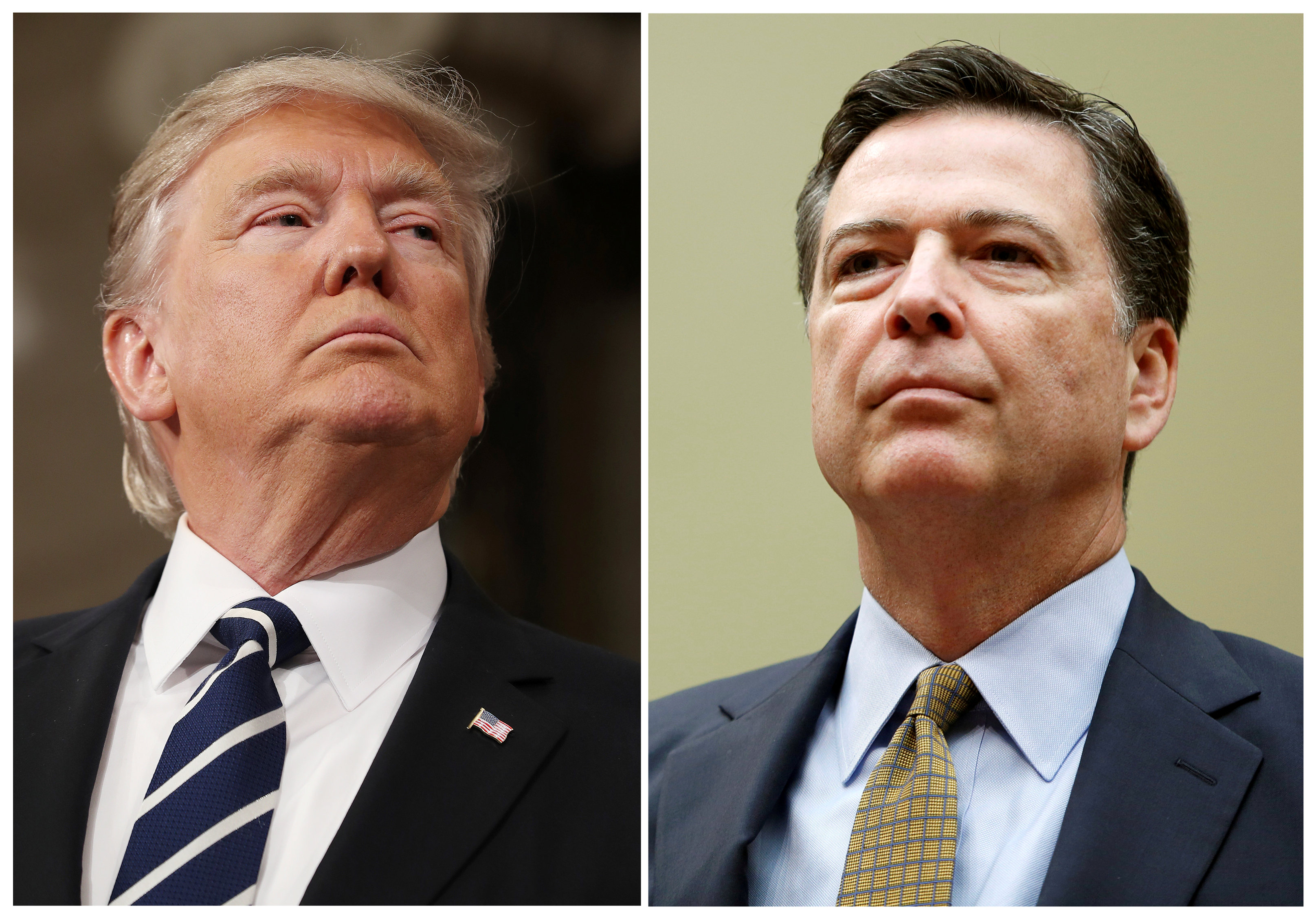 Donald Trump (left) and James Comey. Photo: Reuters