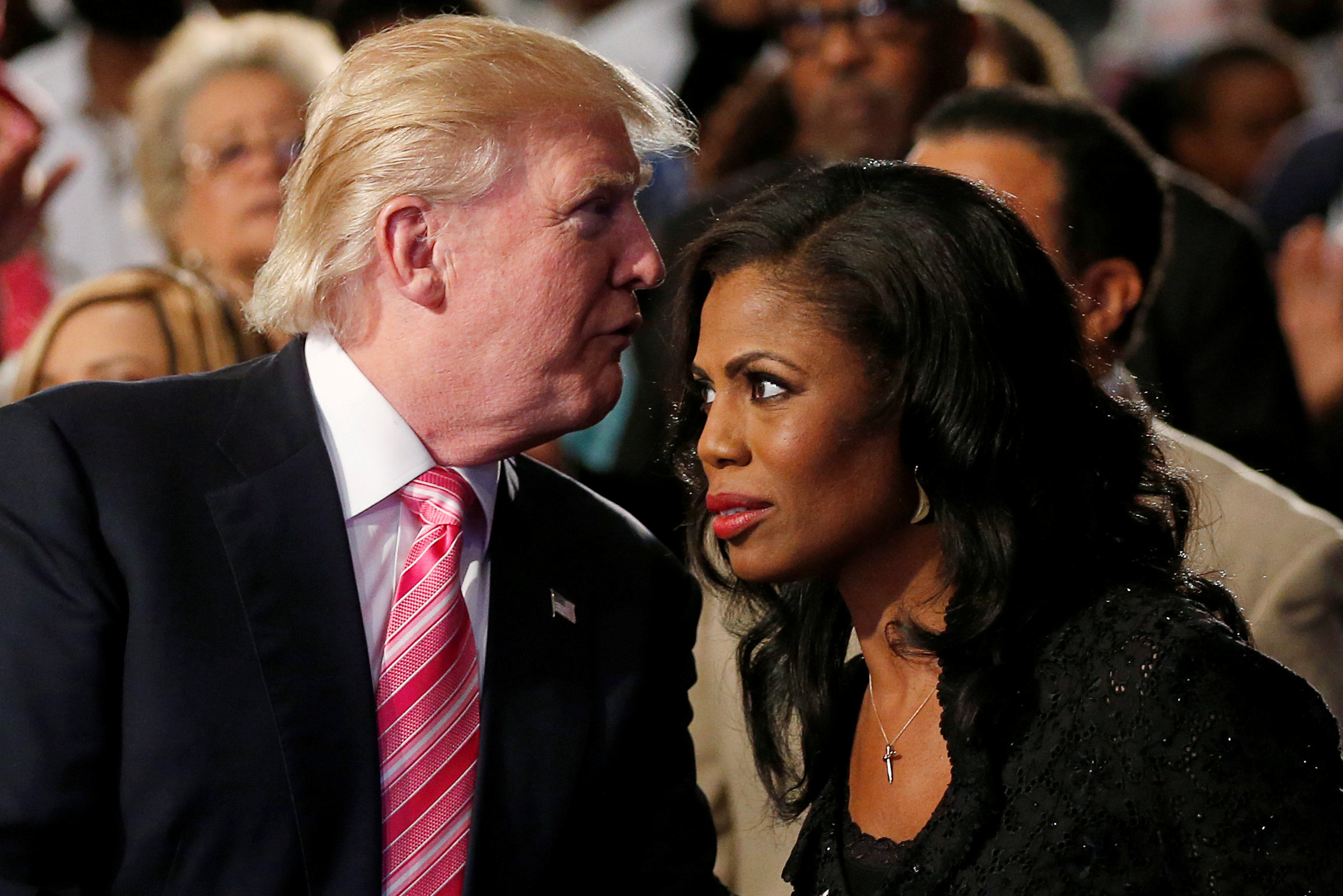 Donald Trump and Omarosa Manigault Newman in Detroit in 2016. Photo: Reuters 