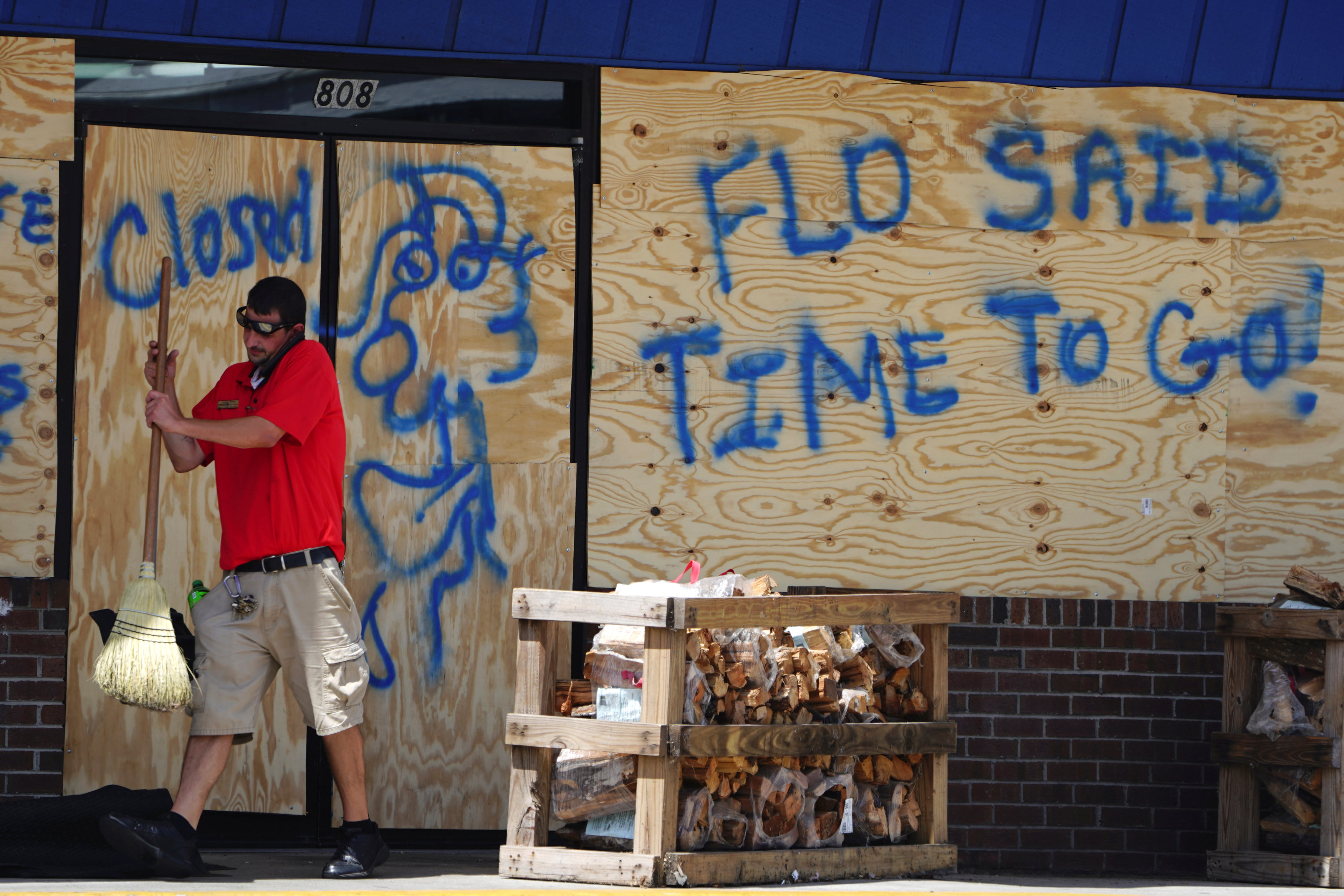 The writing's on the wall in Carolina Beach. Photo: Reuters