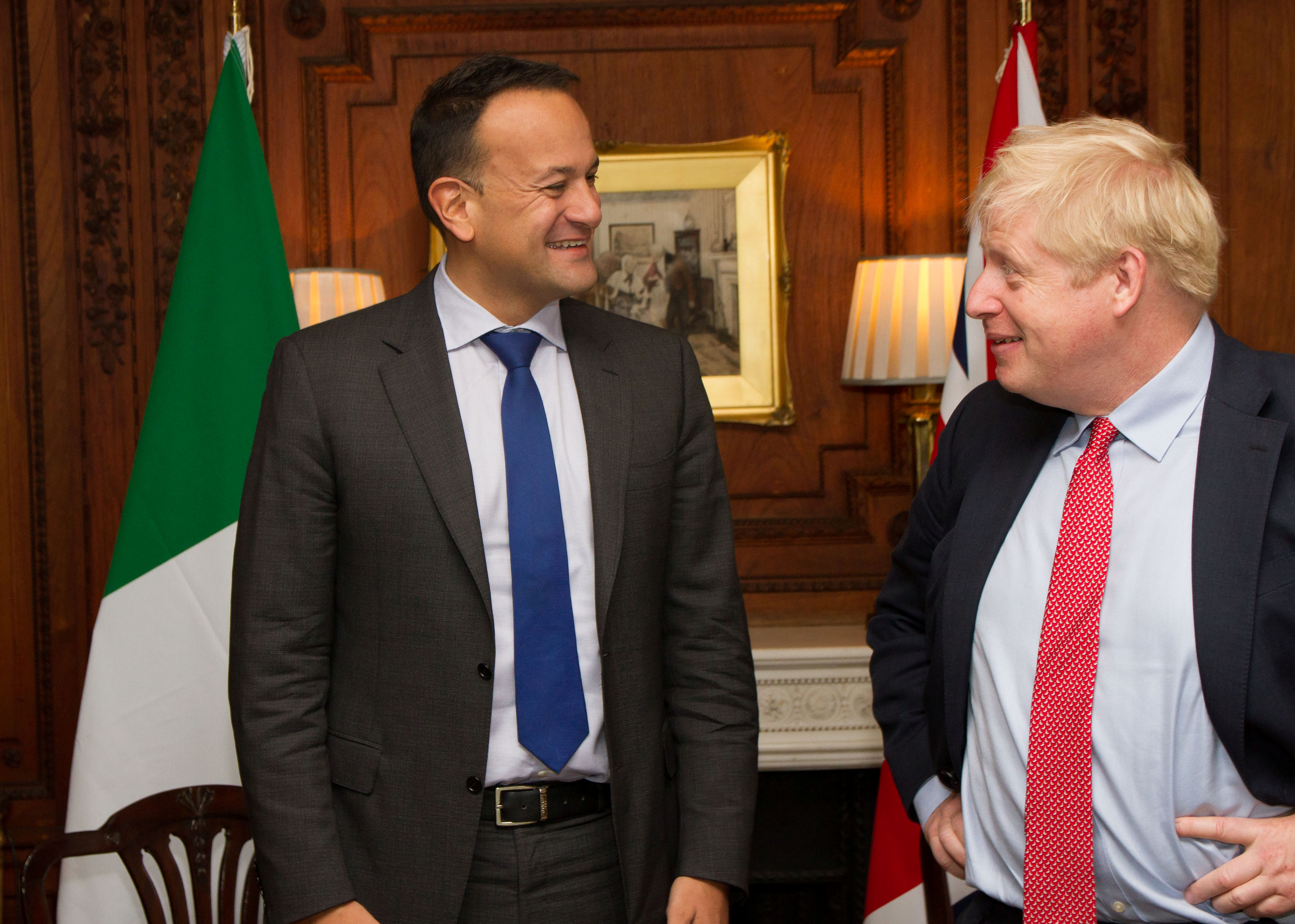 Ireland's Prime Minister Leo Varadkar and British leader Boris Johnson. Photo: Reuters