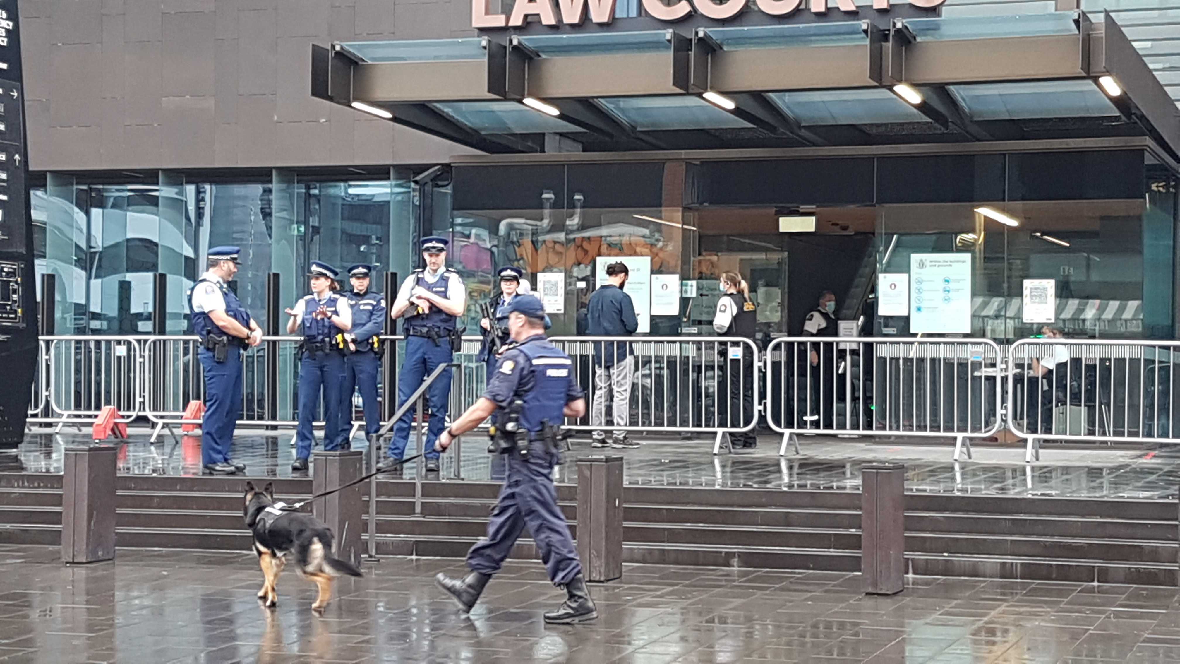 Armed police at the Christchurch justice precinct. Photo: Geoff Sloan