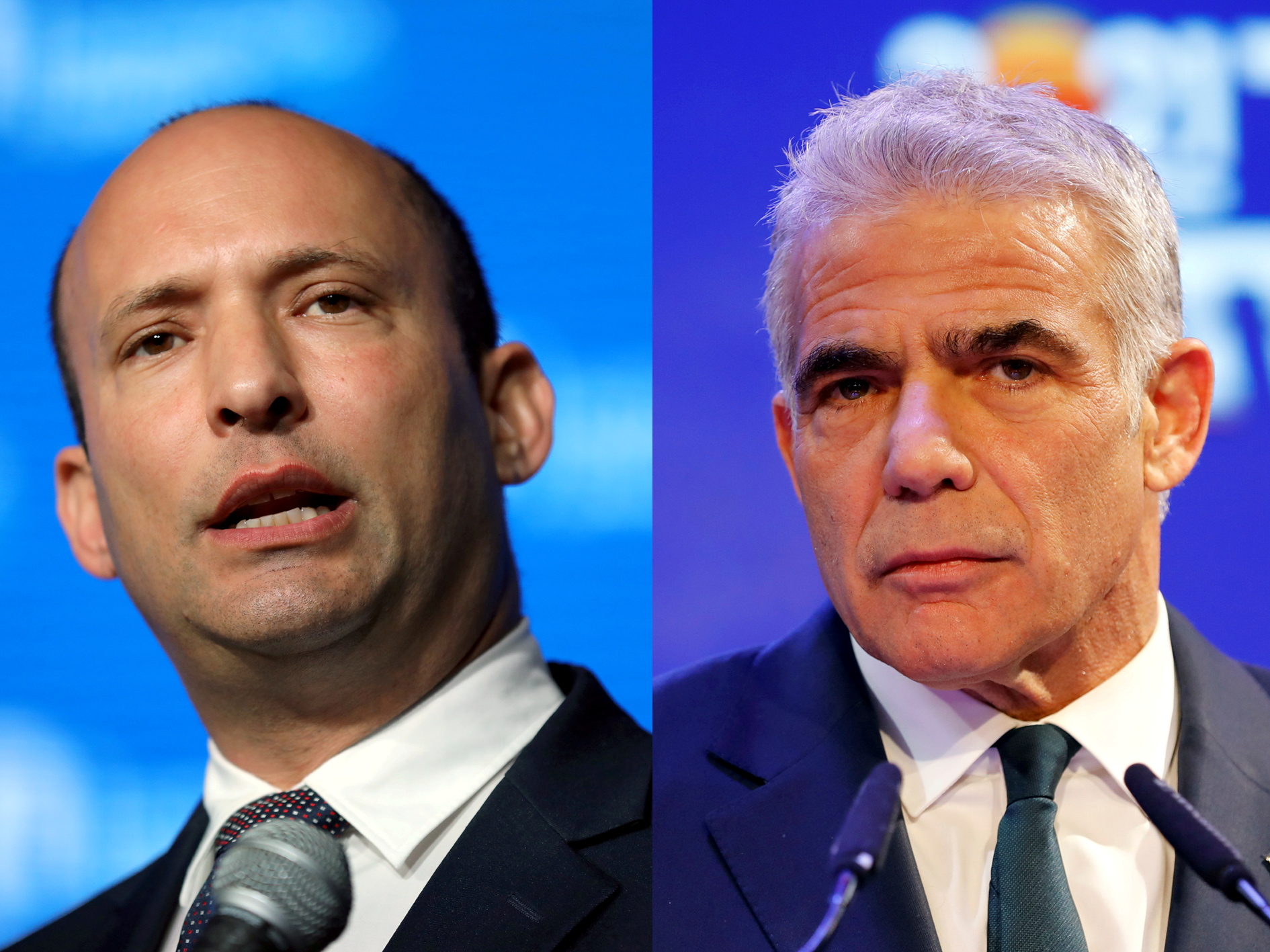 Naftali Bennett (left) and Yair Lapid plan to take the leadership in turns. Photos: Reuters