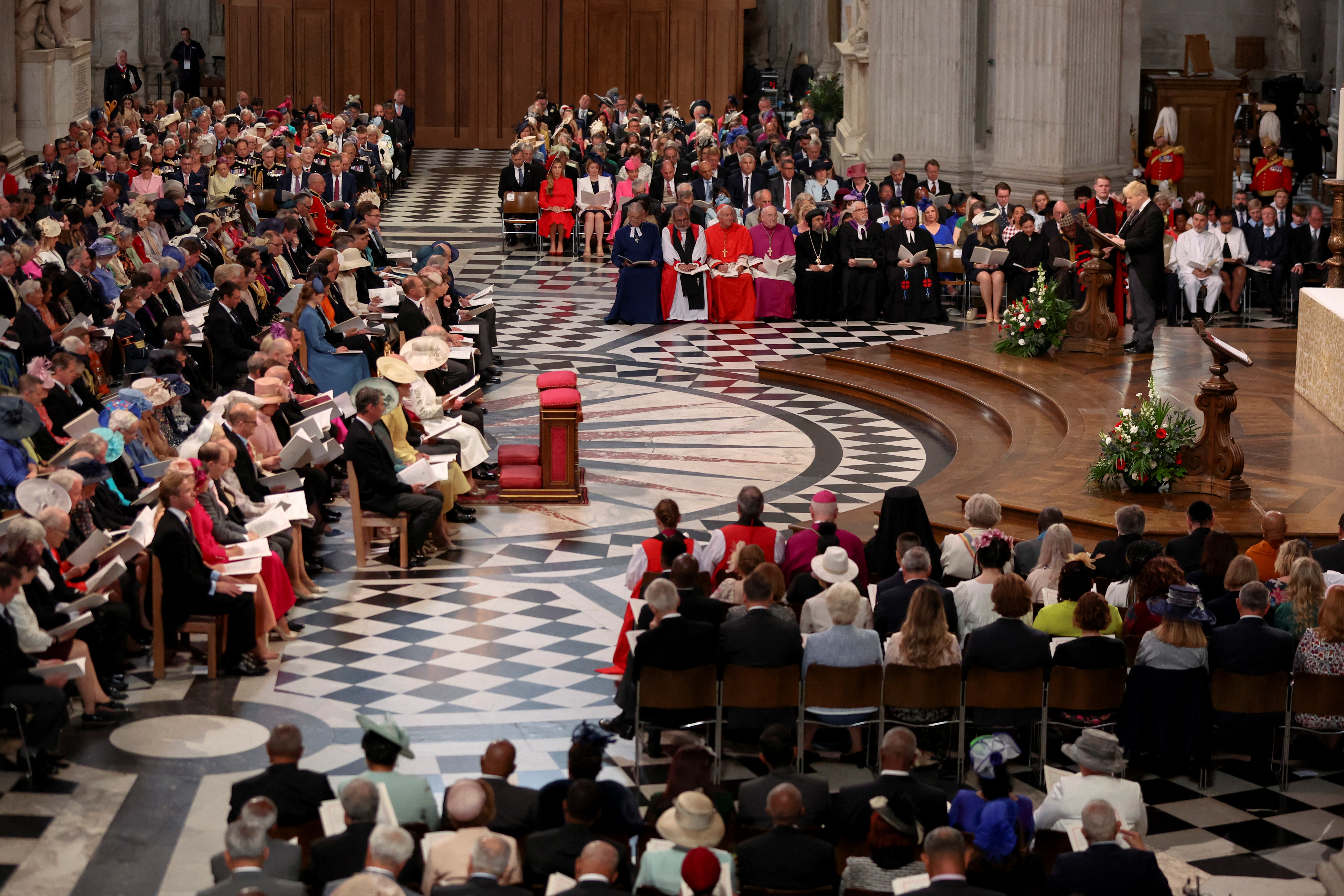 Prime Minister Boris Johnson gave a reading at the service in central London. Photo: Reuters 