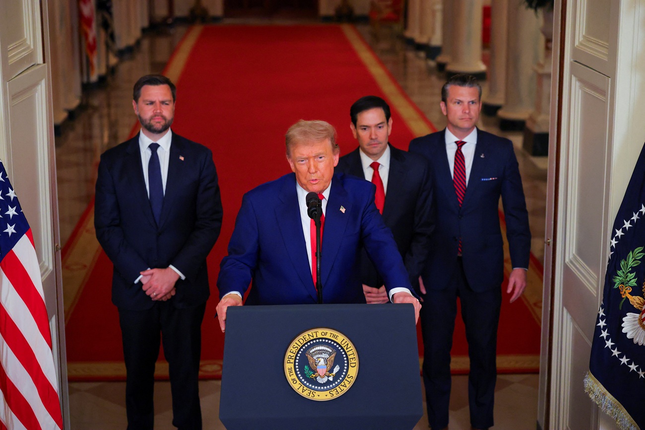 US President Donald Trump delivers an address to the nation from the White House in Washington...