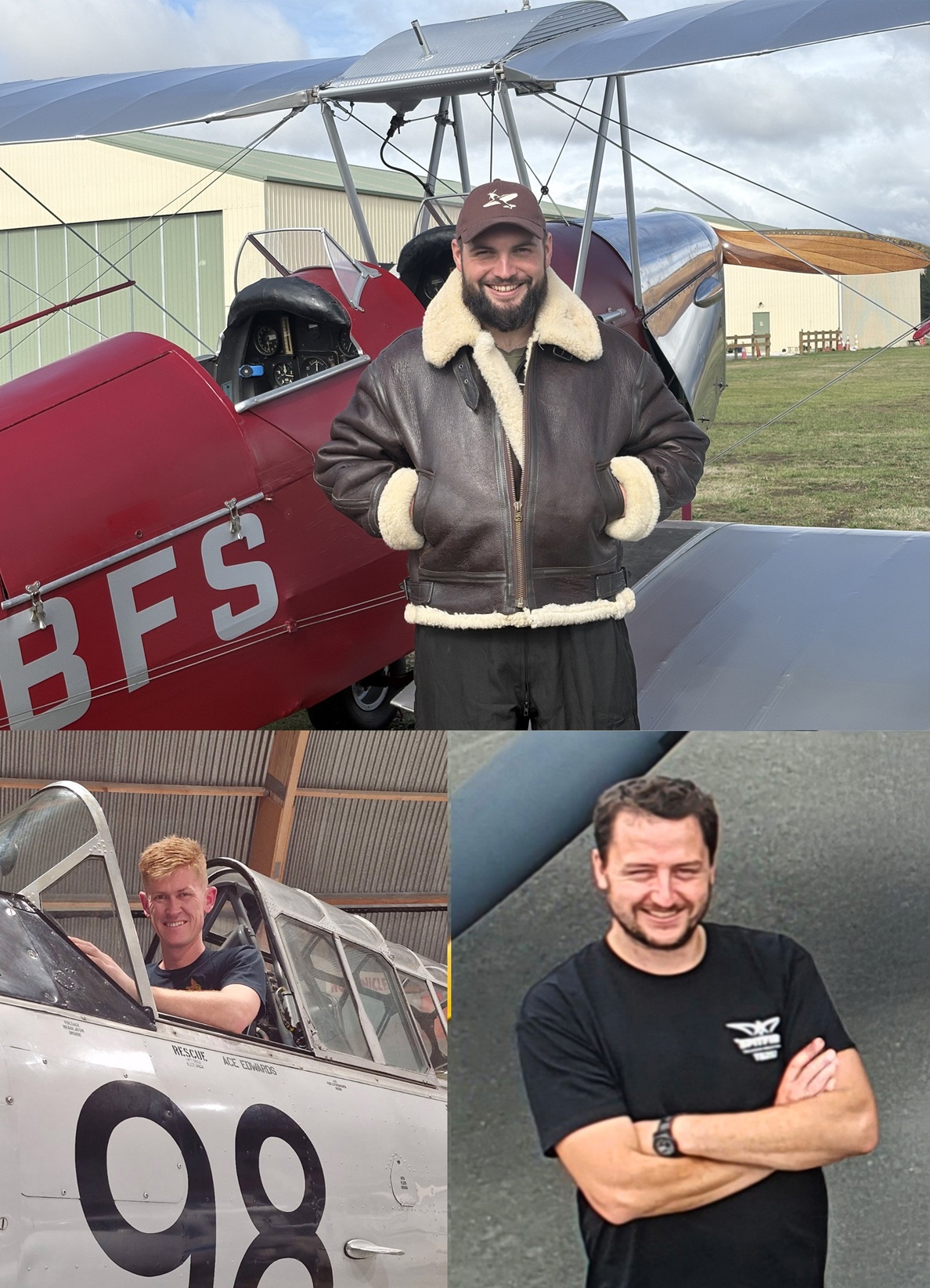 Pilots awarded Warbirds Over Wanaka Scholarships are (clockwise from top) Ross Brodie, Robin Kidd...