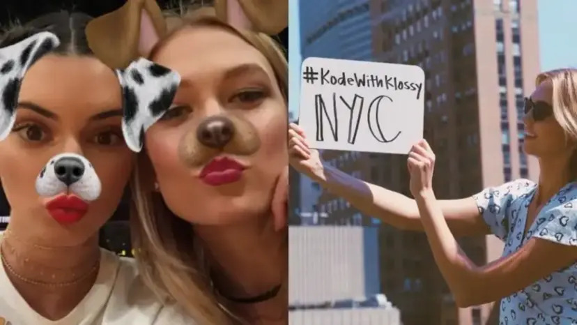 The Snapchat dog filter and using hashtags were all the rage in 2016, model Karlie Kloss reminds...