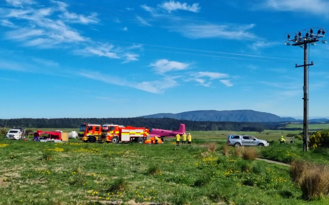 A number of helicopters with monsoon buckets and planes are fighting the blaze in Tongariro...