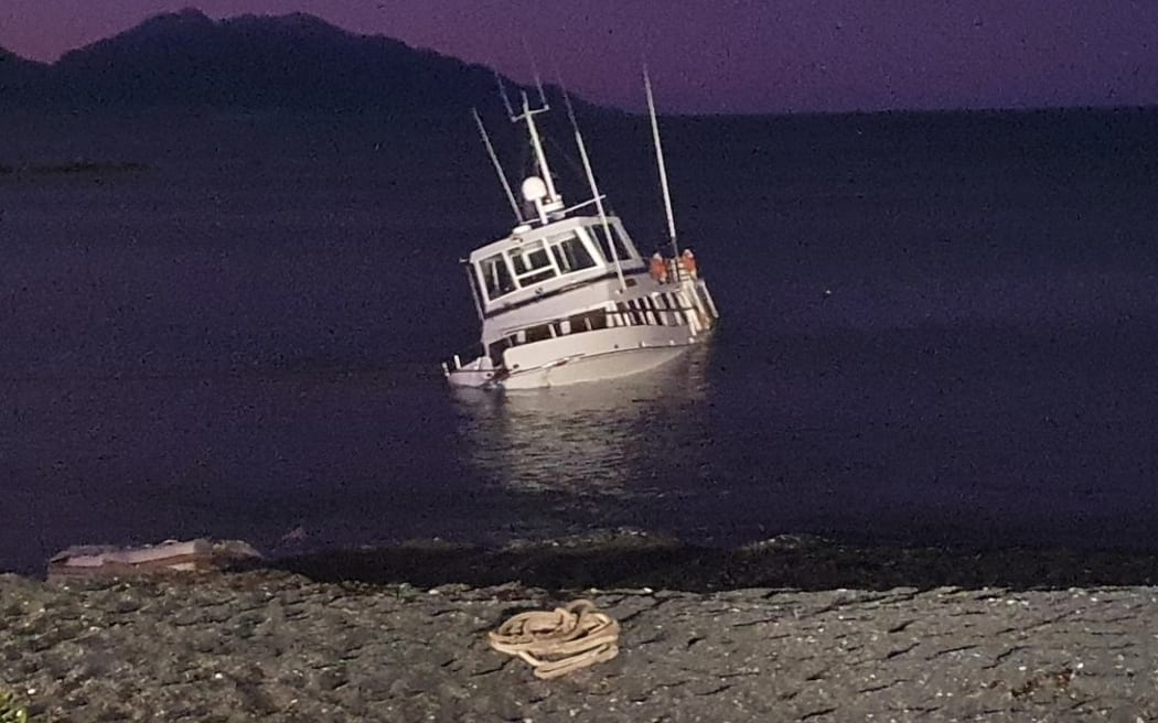 The boat carrying a family of four became grounded off the Kaikōura coast on Sunday. Photo:...