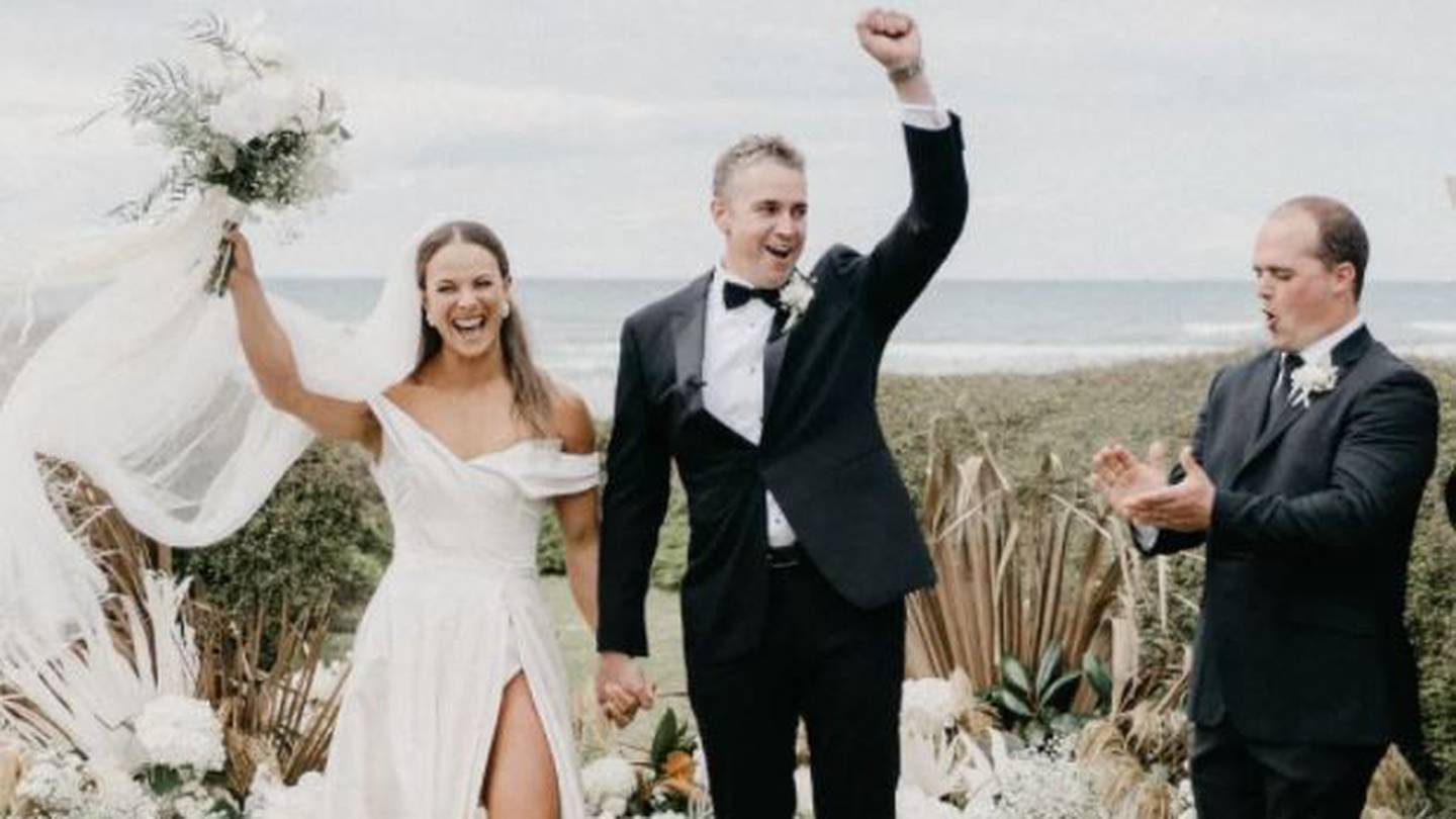 Lisa Carrington has married her long-time partner Michael Buck. Photos via Instagram