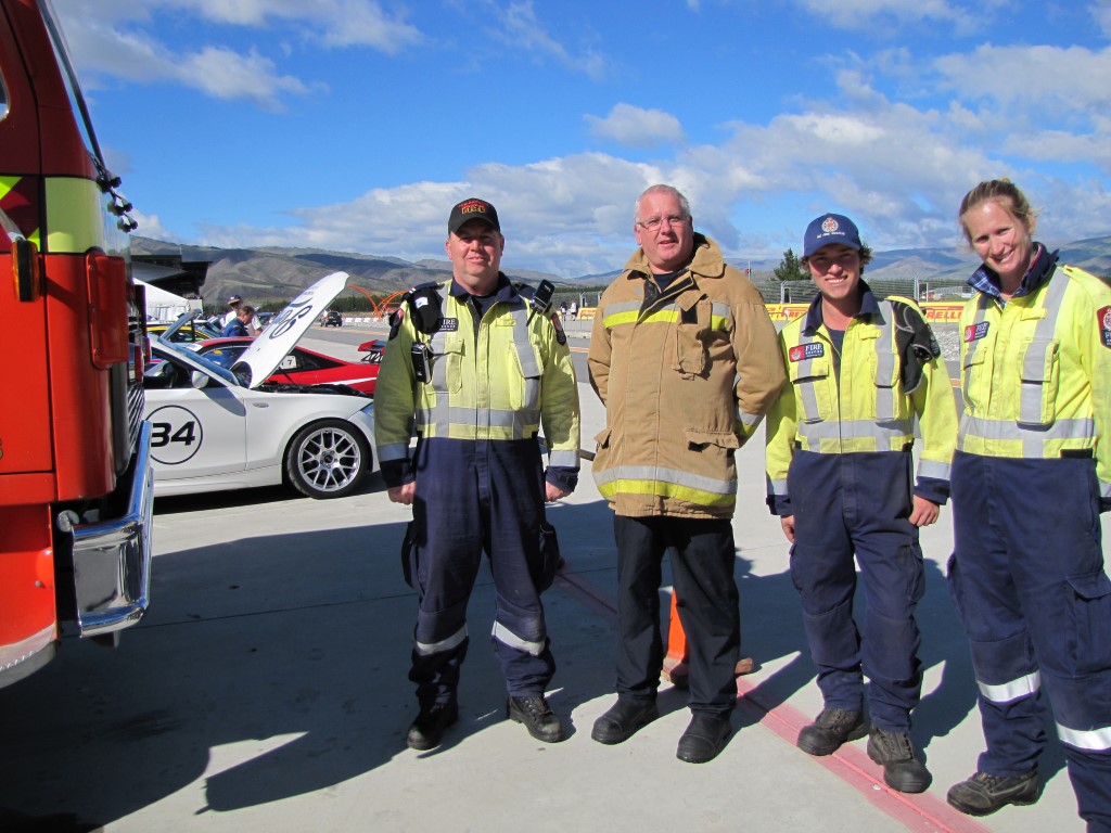 Volunteer firefighters (from left) Clayton Andrews, of Cromwell, Darren Brown, of Invercargill,...