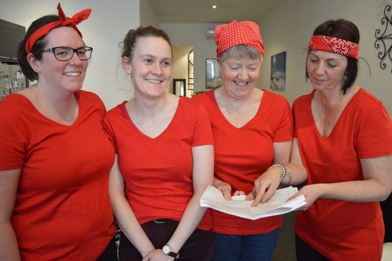 "Chook Chook'' cast members (from left) Paula Angus, of Cromwell, Lucy Collins, of Dunedin, Catherine Brown, of Bannockburn and Kylee Murphy, of Clyde, get ready to perform at the upcoming Norfolk Island Theatre Festival. Photo: Supplied