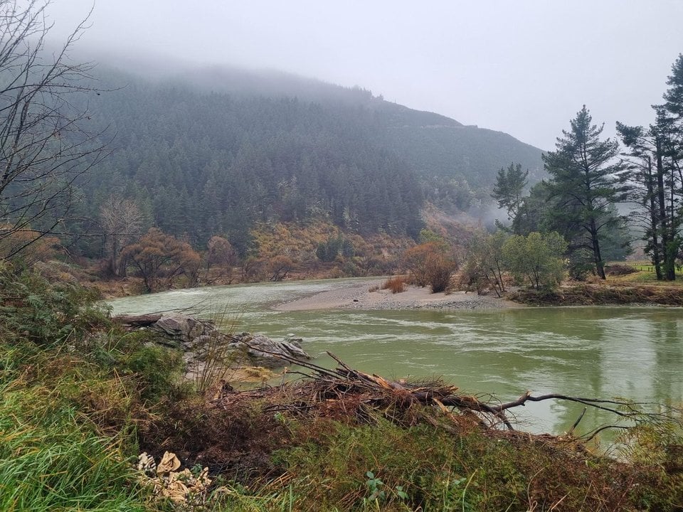 Motueka River upstream of Woodstock, Nelson-Tasman region, on Thursday. Photo: RNZ/Tess Brunton
