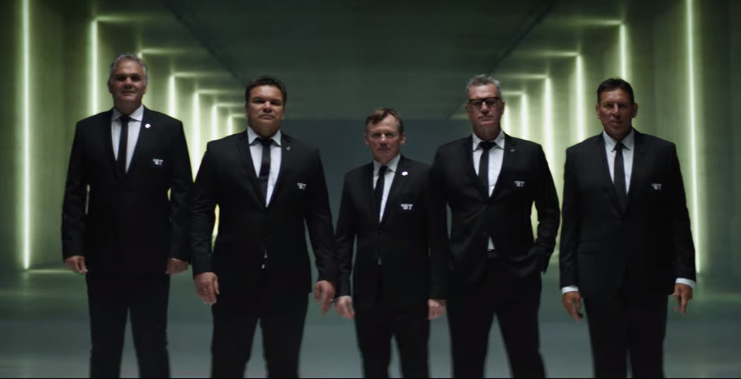 All Black greats from left:Gary Whetton, Sir Michael Jones, David Kirk, Sir John Kirwan and Buck...