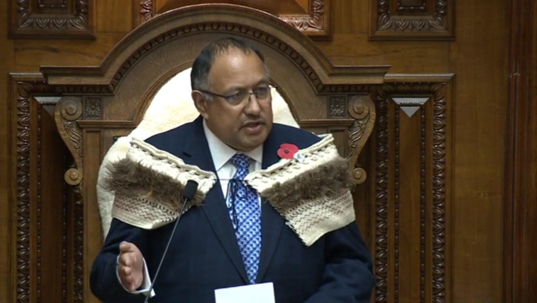 Speaker Adrian Rurawhe. Photo: Parliament TV