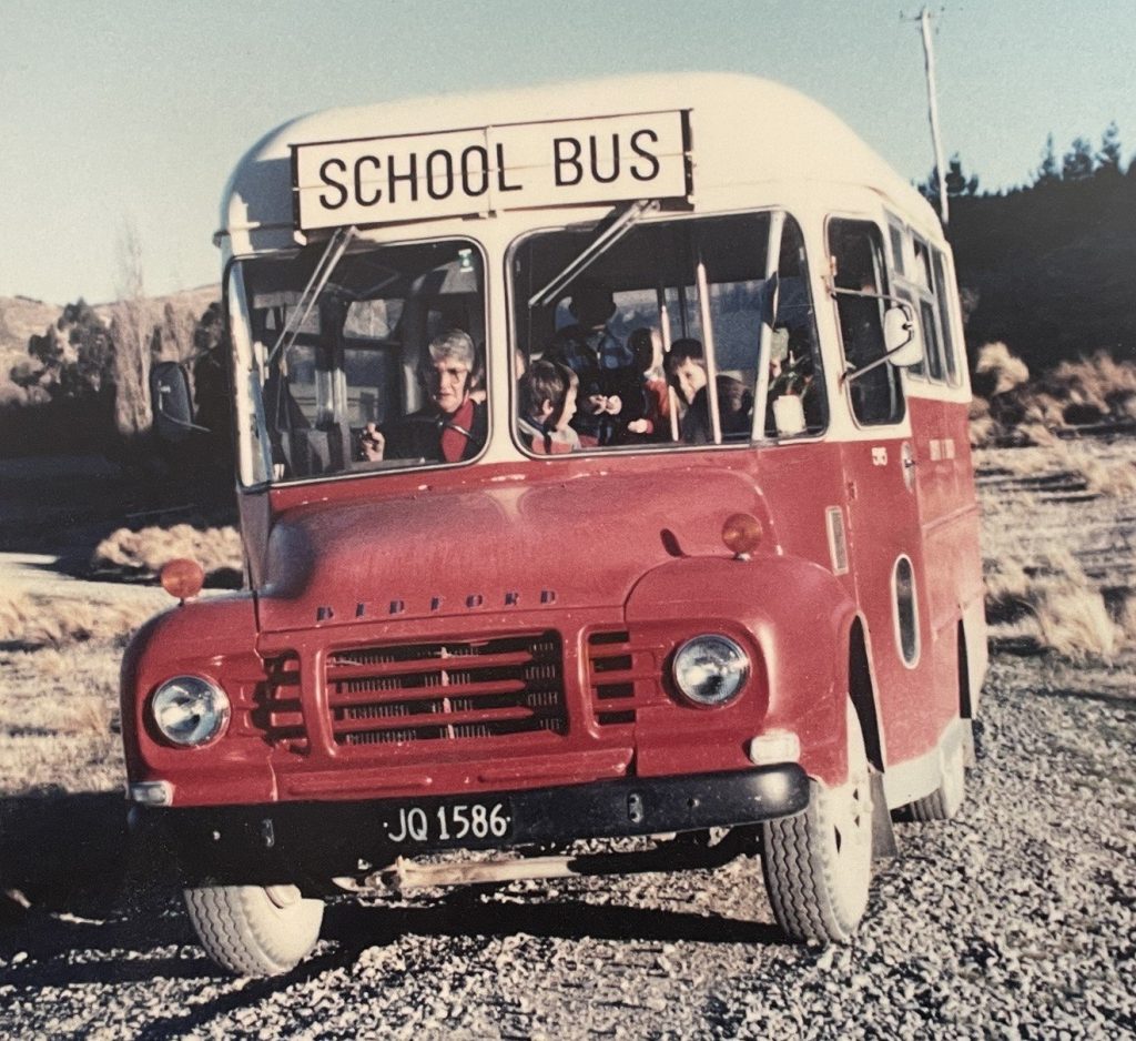 The late Phyllis Huggins driving the Mt Somers School bus. PHOTO: MT SOMERS SPRINGBURN SCHOOL...