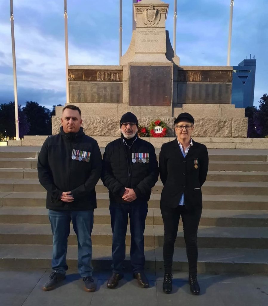 A family proud of their service with the New Zealand Army, from left, Grant Marshall, Swampy...