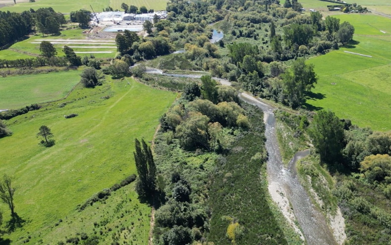An aerial view of the reserve, water ponds and the Barker's blocks and factory. Photo: Supplied...
