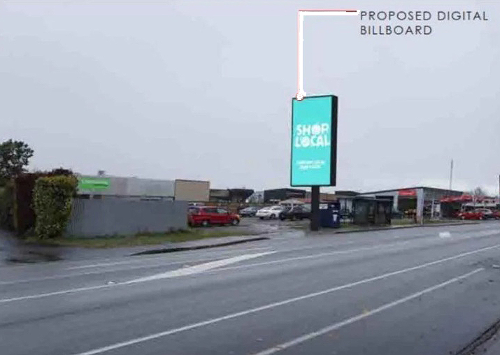 An artist’s impression of the proposed 9m billboard in Prebbleton where work has been stopped...
