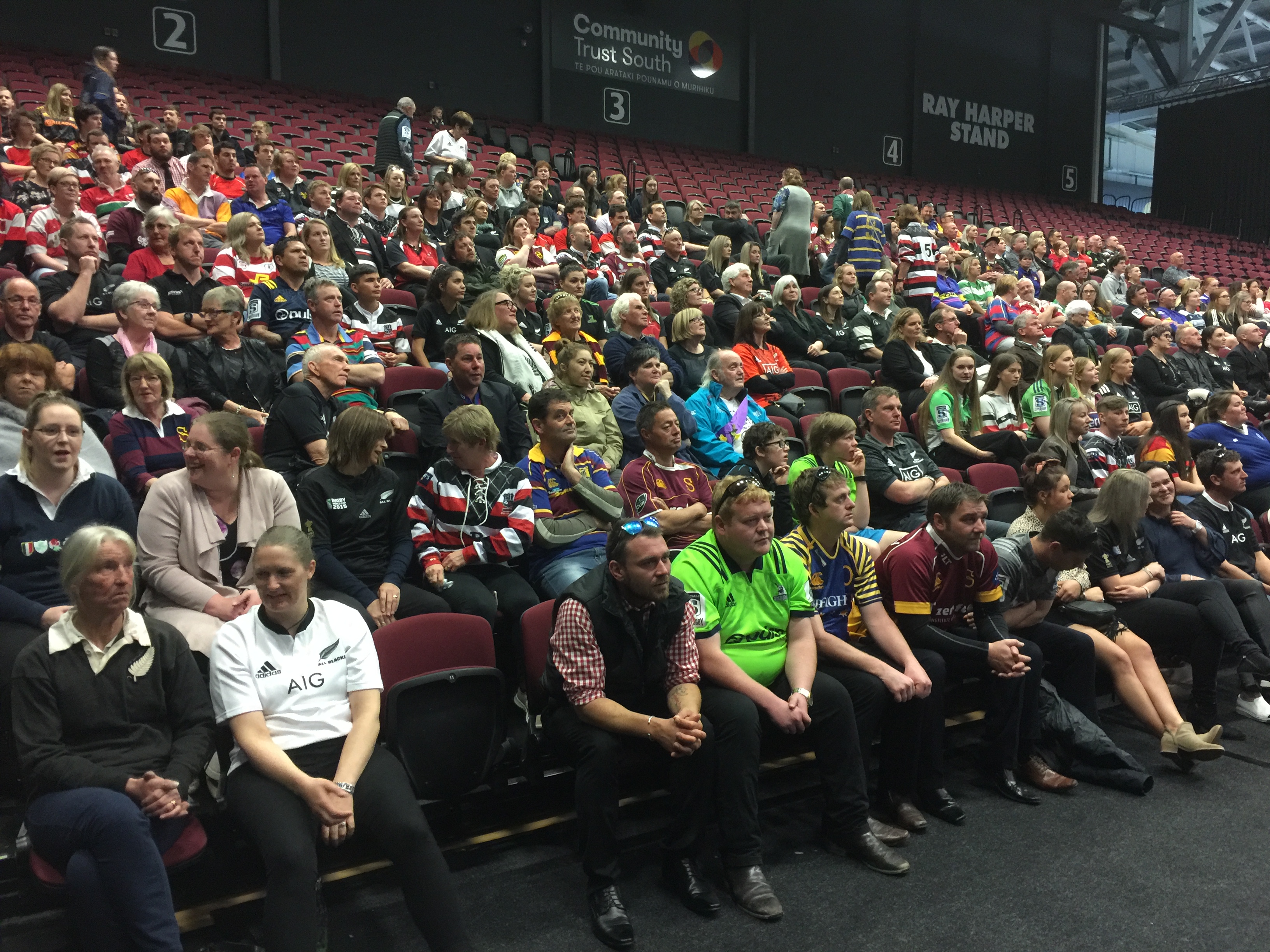 Many wore rugby jerseys in honour of Blair Vining's love of the game. Photo: Gregor Richardson 
