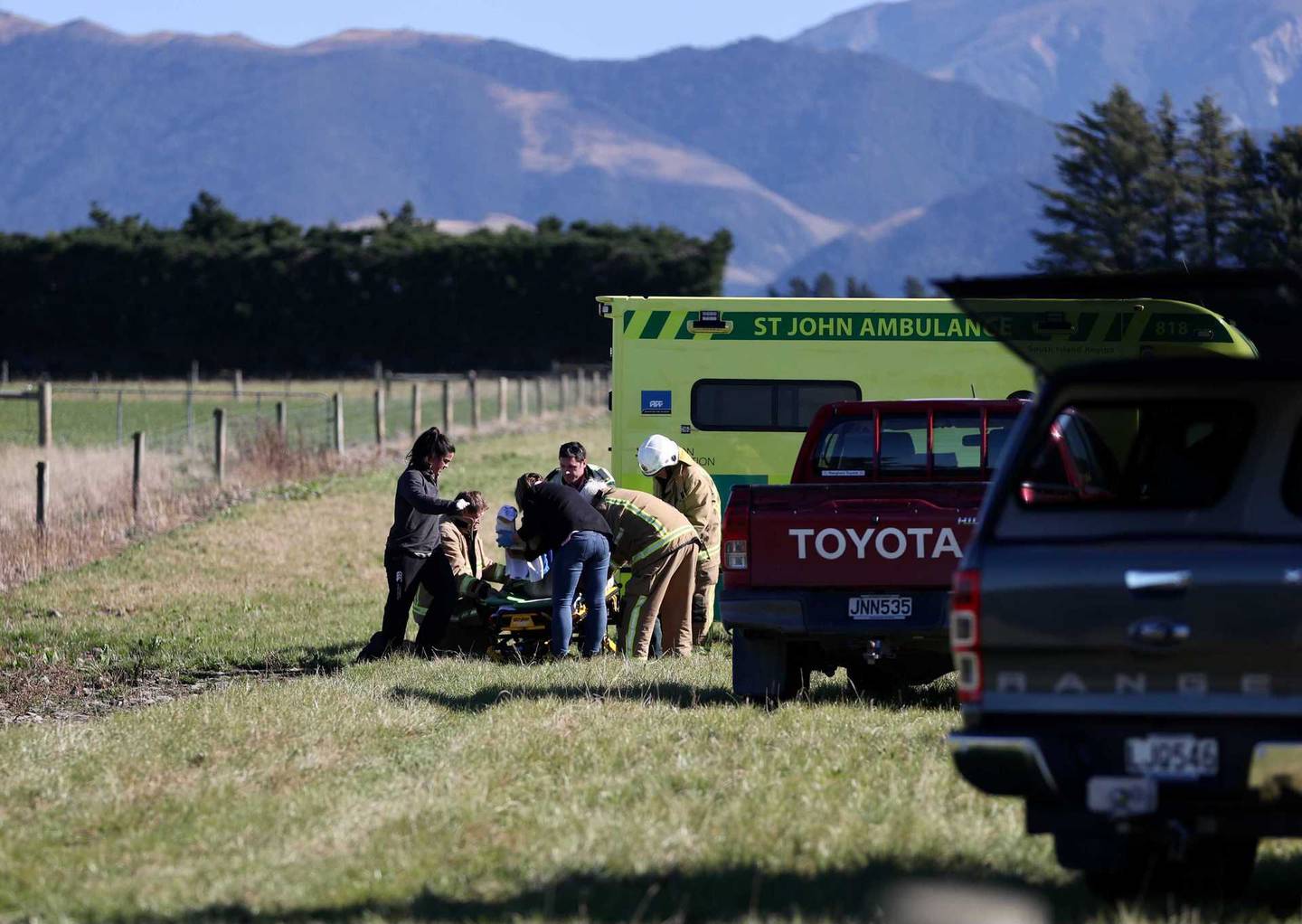 Emergency services at the scene. Photo: George Heard/NZ Herald 