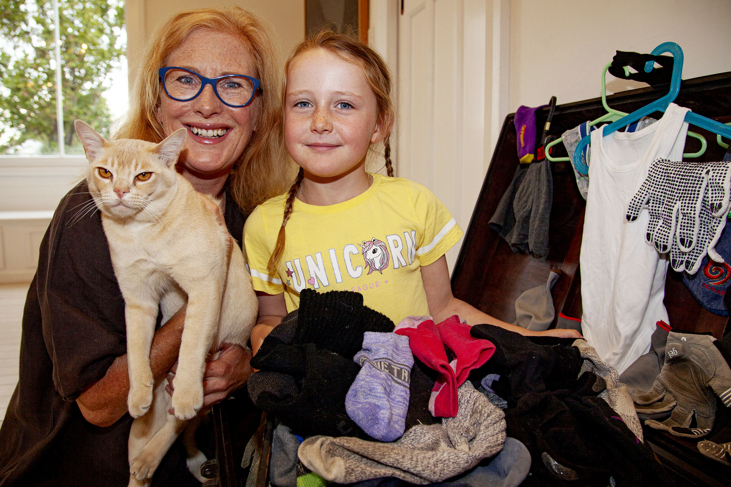 Mette Kristiansen and Harriet Kristiansen-Benge, 6, pictured with Jasper and the items he has...