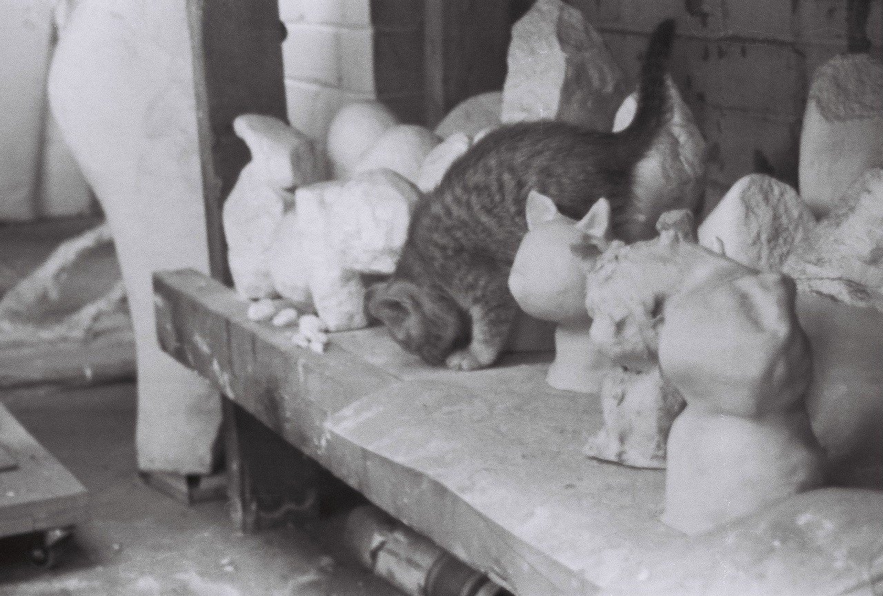 Celeste discovers the sculptures in Nicole Page-Smith's Dunedin studio. PHOTO: NICOLE PAGE-SMITH