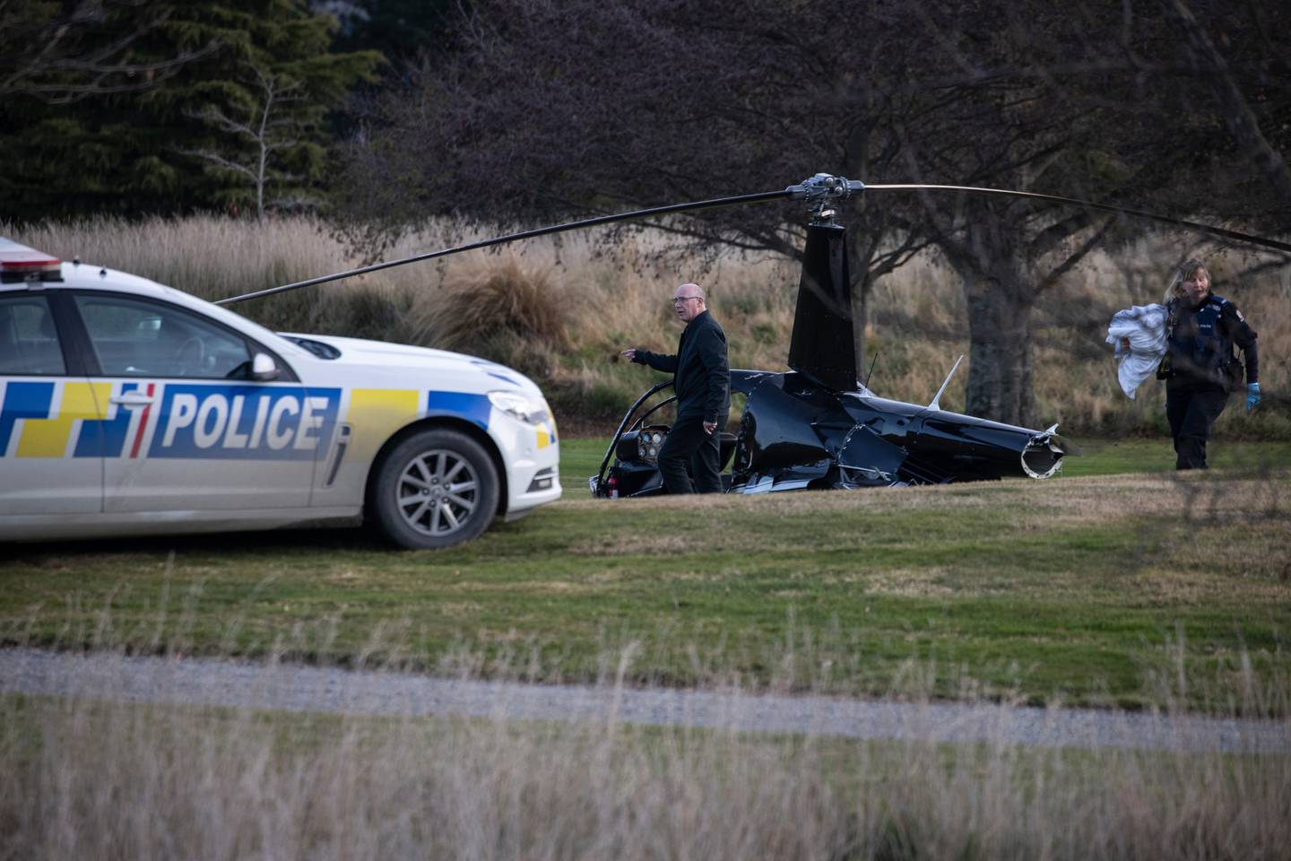 Police at the scene soon after the crash. Photo: NZ Herald