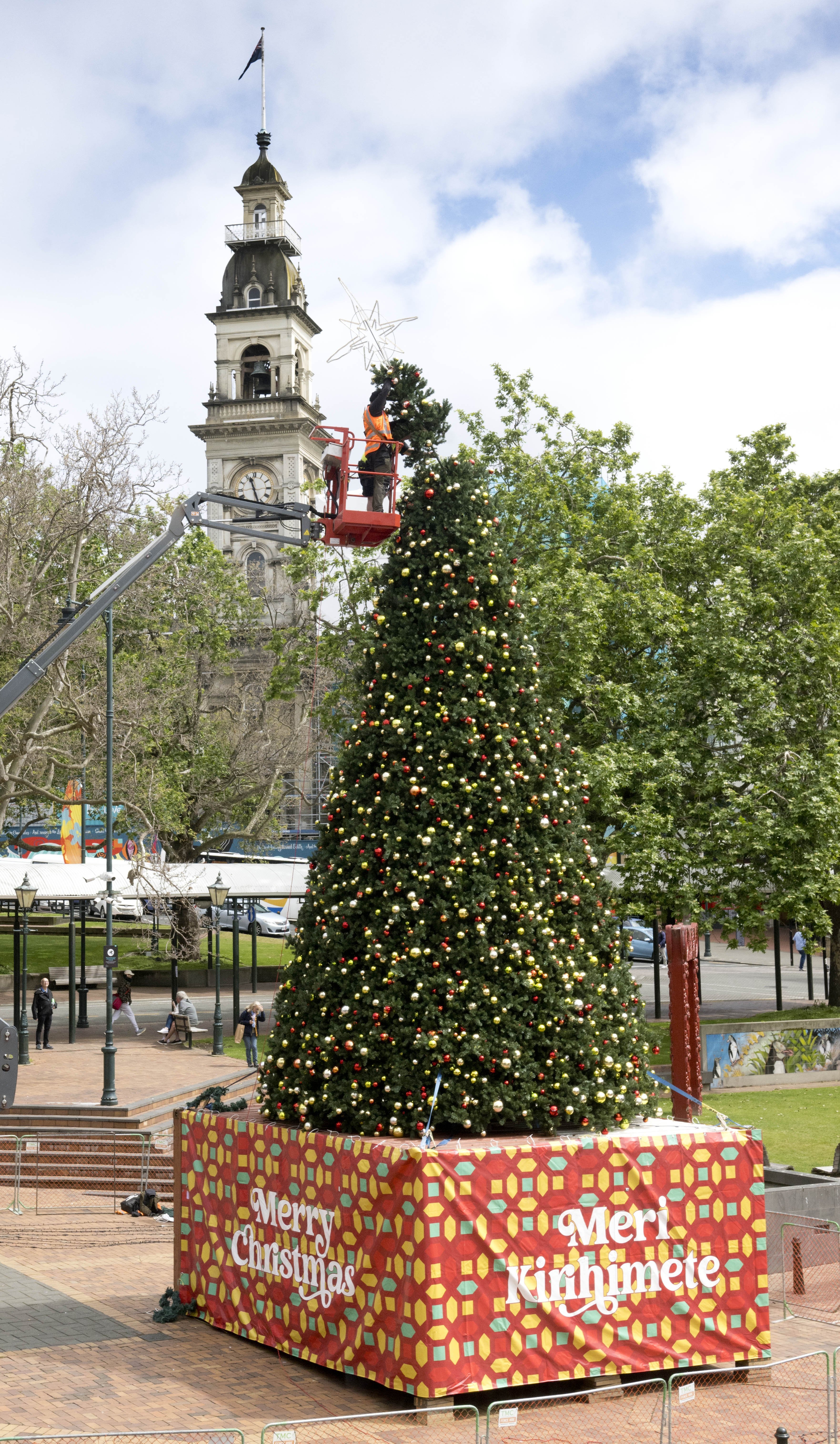 The tourists were busted after relieving the city’s Christmas tree of some of its baubles. Photo:...
