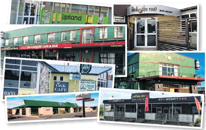 Clutha Licensing Trust businesses (clockwise from top left): Clutha Liquorland, Balclutha; White...