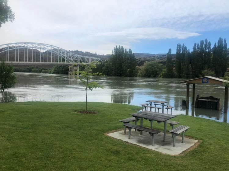 The Clutha River running high in Alexandra. Photo: Central Otago District Council