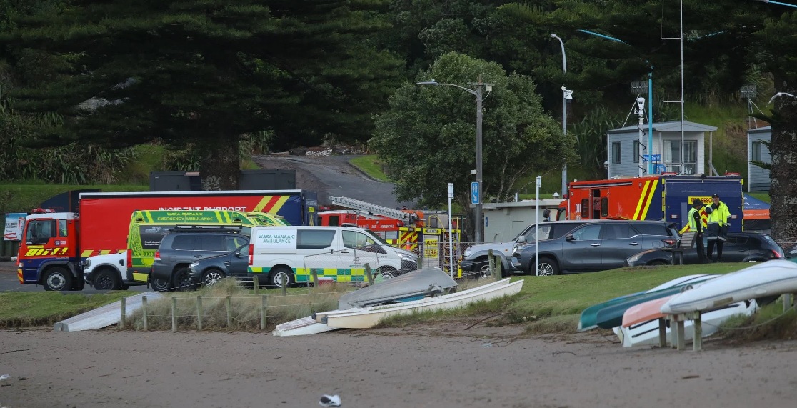 The scene near the Mount Maunganui campground on Friday morning. Photo: RNZ