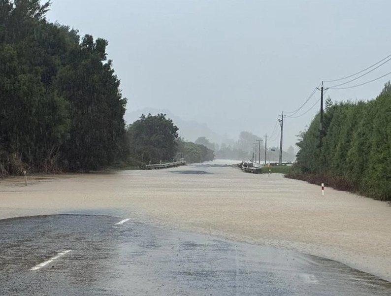 The impassable waters on SH25 from Whitianga to Tairua. Photo: RNZ 
