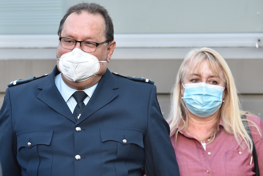 Jorge Fuenzalida and his wife Vanessa Miller-Andrews outside the Dunedin Courthouse on Tuesday...