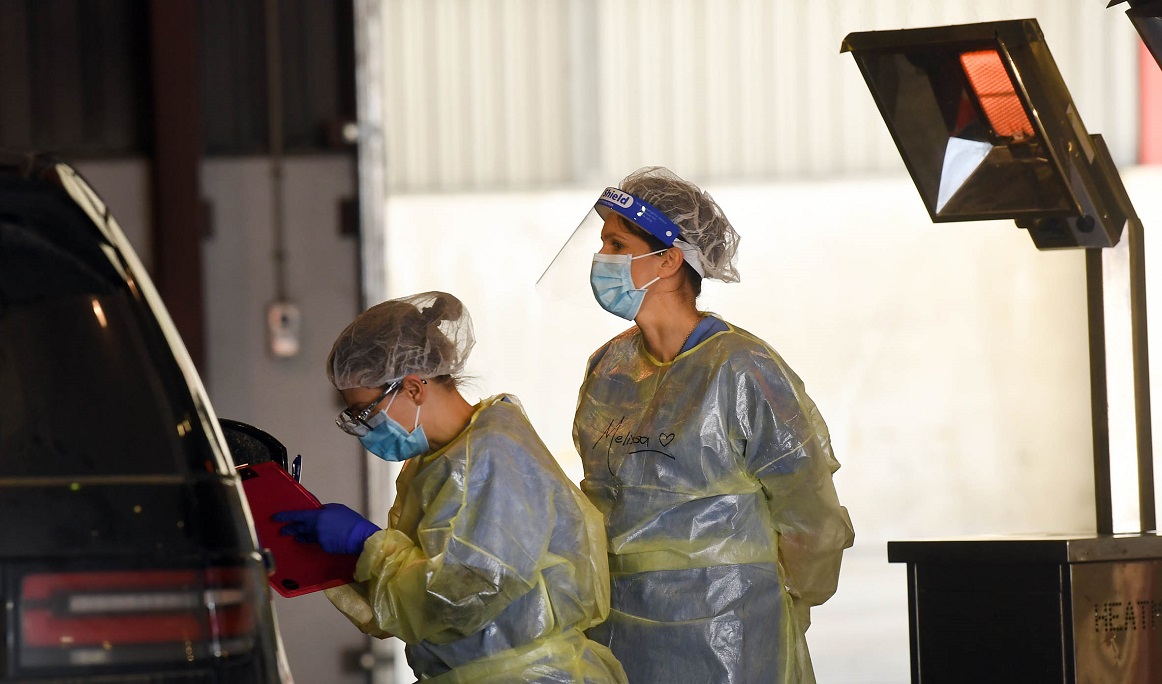 The Covid-19 testing facility opened in Parry St West. Photo: Stephen Jaquiery