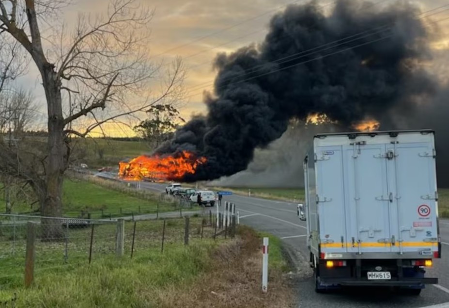 One person was rescued after the truck caught fire. Photo: Supplied