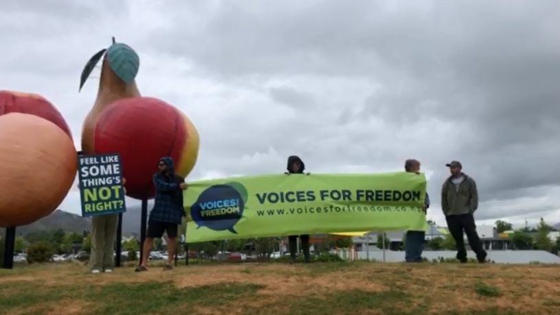 Protesters at Cromwell today. 