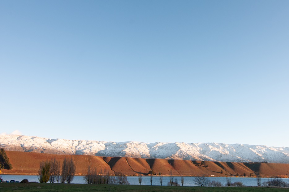 Cromwell residents woke to snow on the hills near the town this morning. Photo: Shannon Thomson